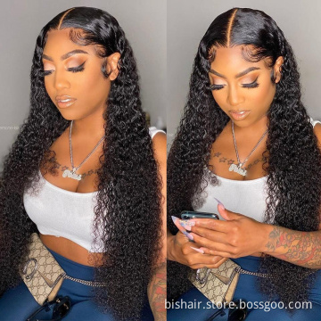 13x4 Front Lace Wig Real Hair Pre-cut 180% Density Brazilian kinky Curly Front Lace Wig Natural Hair Wig, Suitable for Women